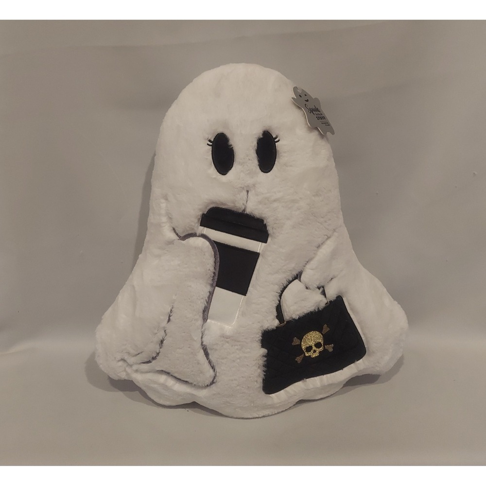 Spooky Nights Ghost Pillow Coffee Cup and Gold Skull Purse Viral Halloween NWT